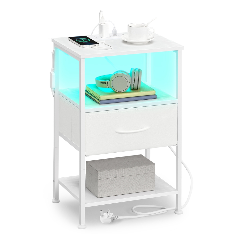 BELLAH Collection – Bedside Table with Charging Station Cloud White BELLAH Collection – Bedside Table with Charging Station Cloud White