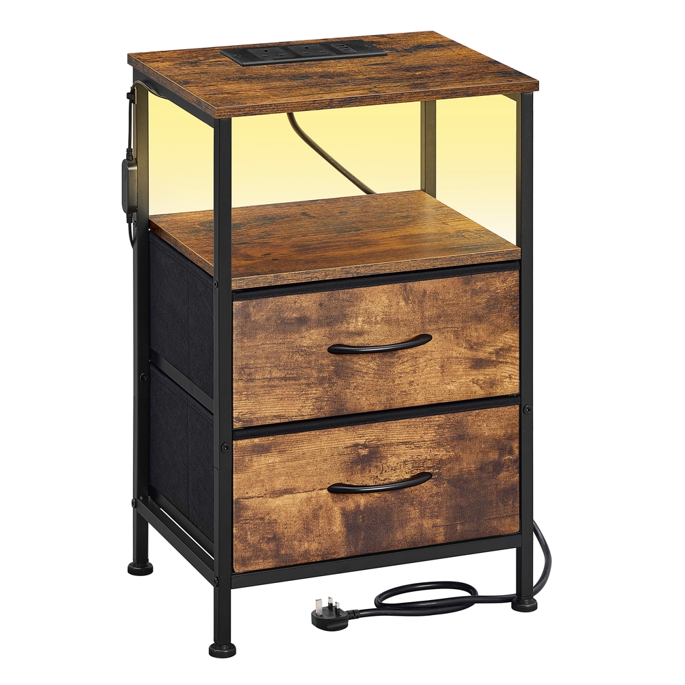 BELLAH Collection – Bedside Table with Charging Station Rustic Brown BELLAH Collection – Bedside Table with Charging Station Rustic Brown