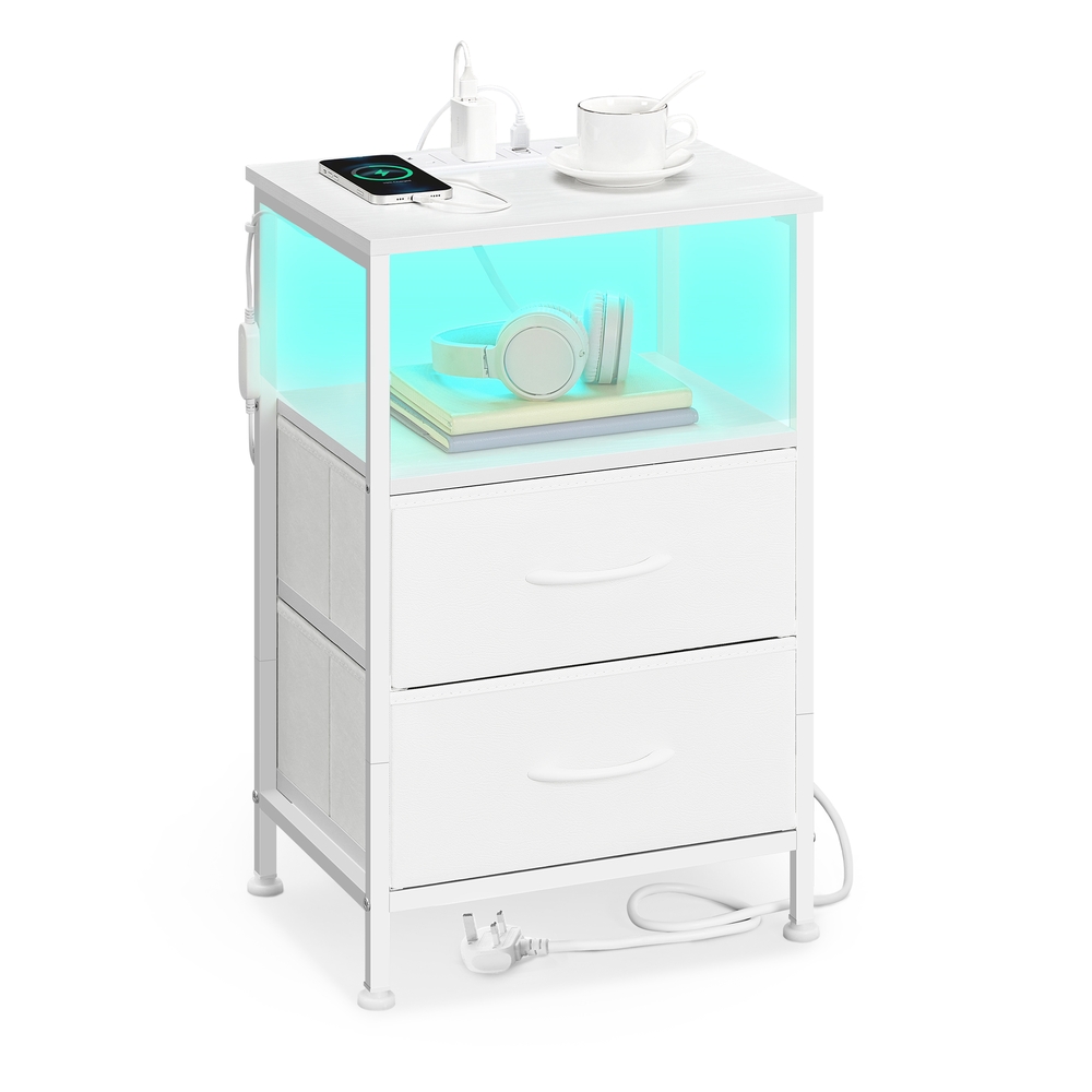 BELLAH Collection – Bedside Table with Charging Station Cloud White BELLAH Collection – Bedside Table with Charging Station Cloud White