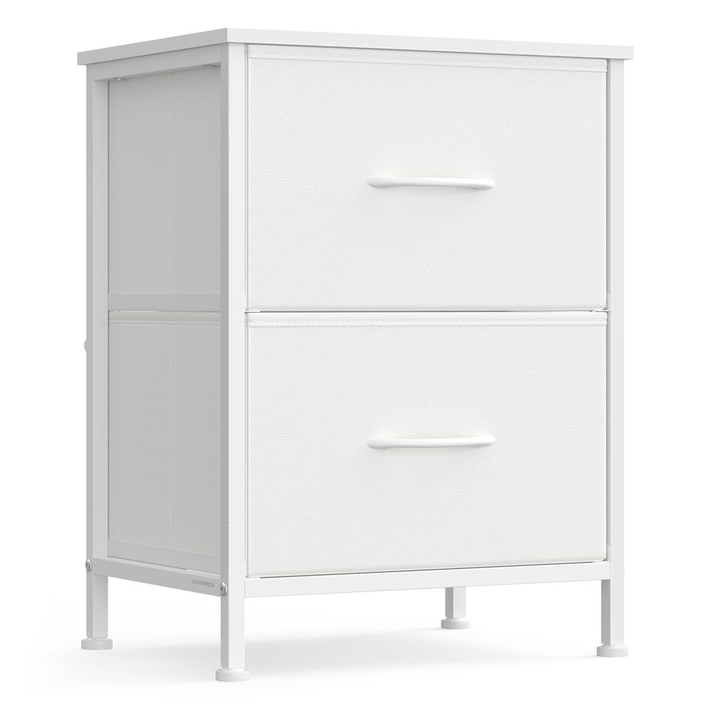 Bedside Table with 2 Non-Woven Fabric Drawers Cloud White and Snow White Bedside Table with 2 Non-Woven Fabric Drawers Cloud White and Snow White