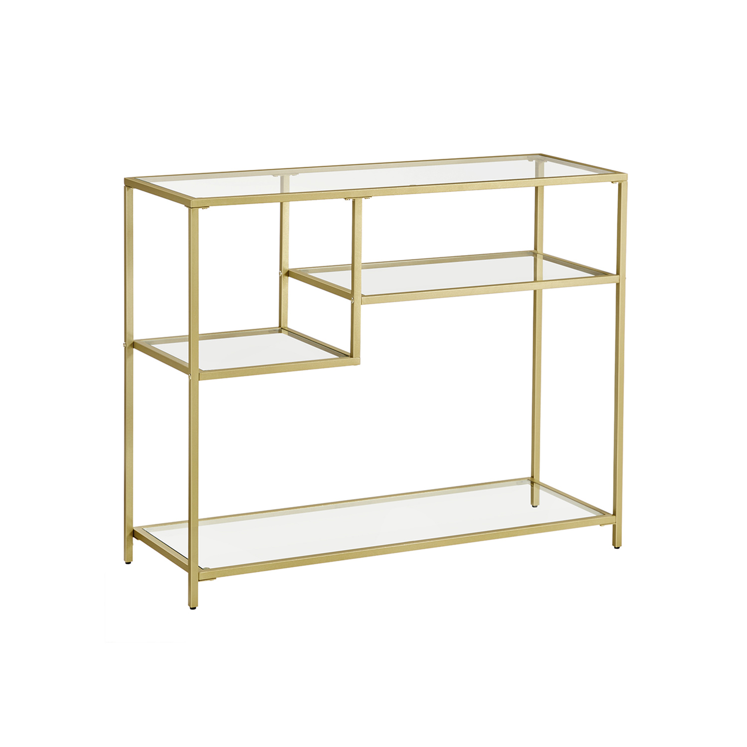 Tempered Glass Console Table with Shelves