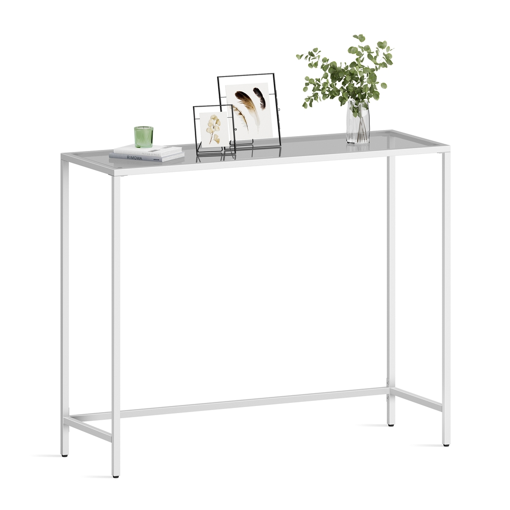 Entrance Table with Tempered Glass Table Top and Adjustable Legs