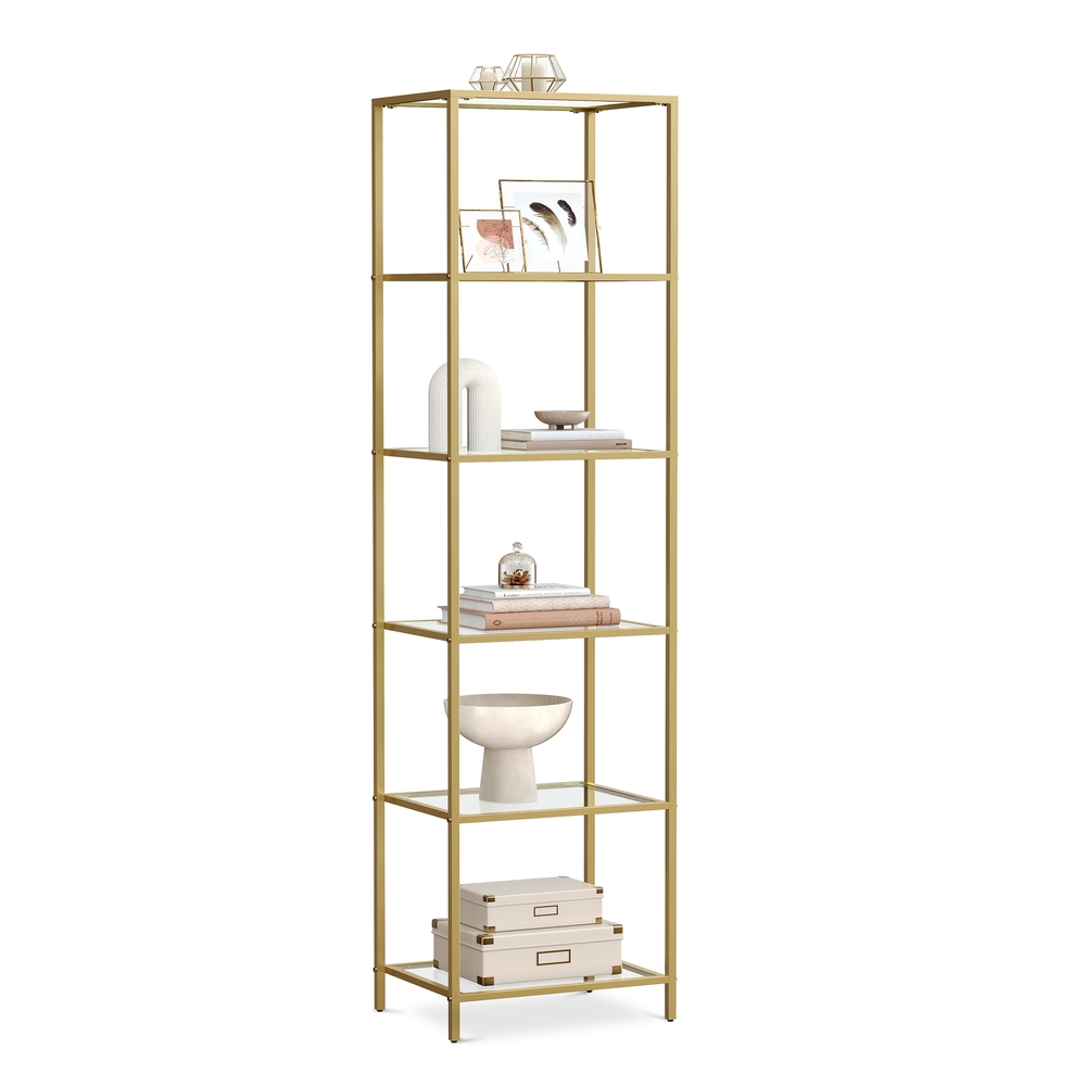 Glass Shelf Bookcase Storage Cabinet