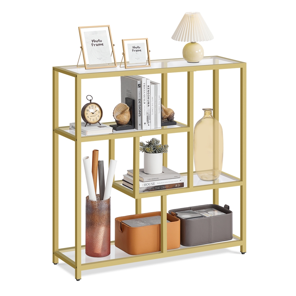4-Tier Freestanding Bookcase Transparent and Pale Gold 4-Tier Freestanding Bookcase Transparent and Pale Gold