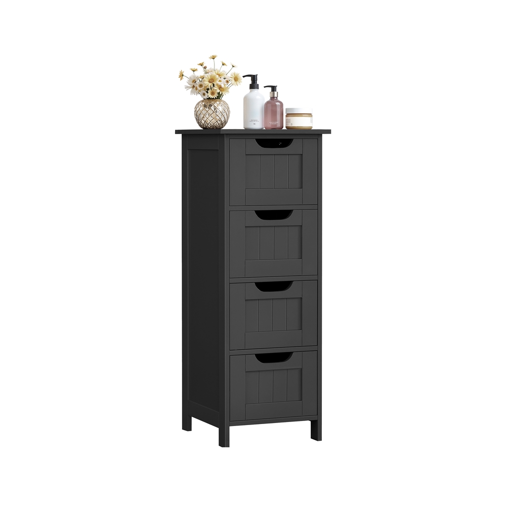 Bathroom Floor Storage Cabinet with 4 Drawers 30 x 30 x 82 cm Grey