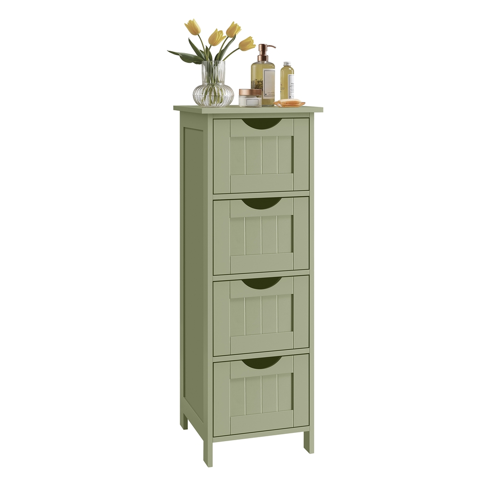 Bathroom Floor Storage Cabinet with 4 Drawers Laurel Green