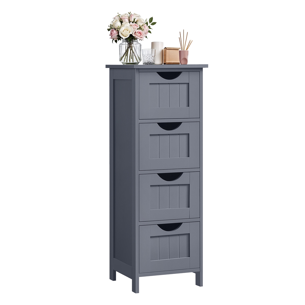 Bathroom Floor Storage Cabinet with 4 Drawers Slate Grey