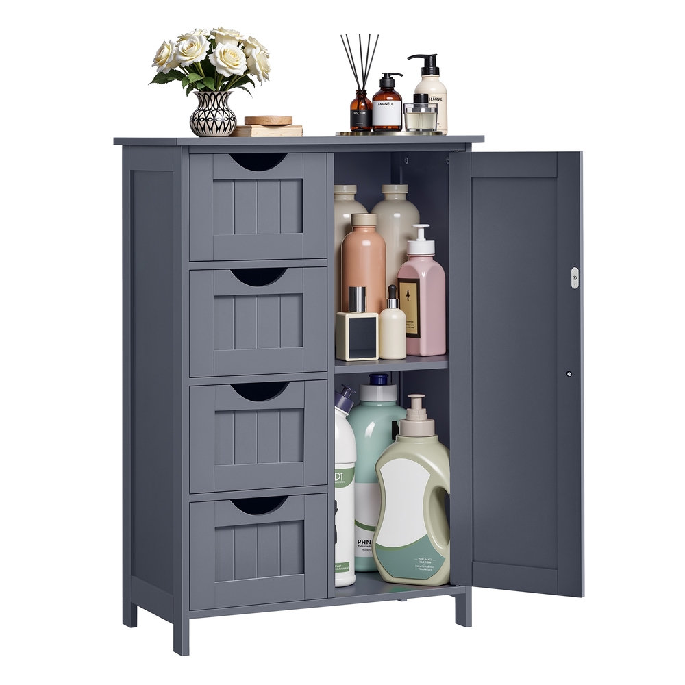 Grey Bathroom Floor Storage Cabinet