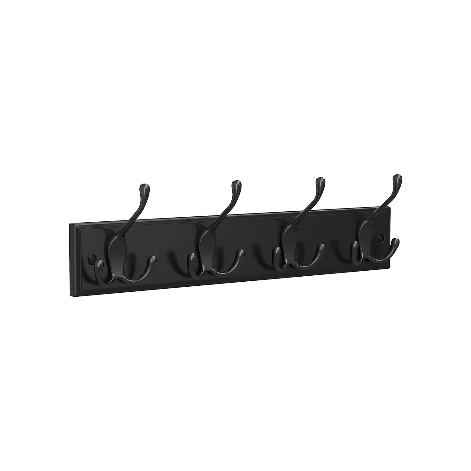 Coat Rack, Wall-Mounted Coat Hook, with 4 Triple Metal Hooks, for Bags, Coats, Keys, in The Hallway, Living Room, Bedroom, Black LHR030B01 Coat Rack, Wall-Mounted Coat Hook, with 4 Triple Metal Hooks, for Bags, Coats, Keys, in The Hallway, Living Room, Bedroom, Black LHR030B01