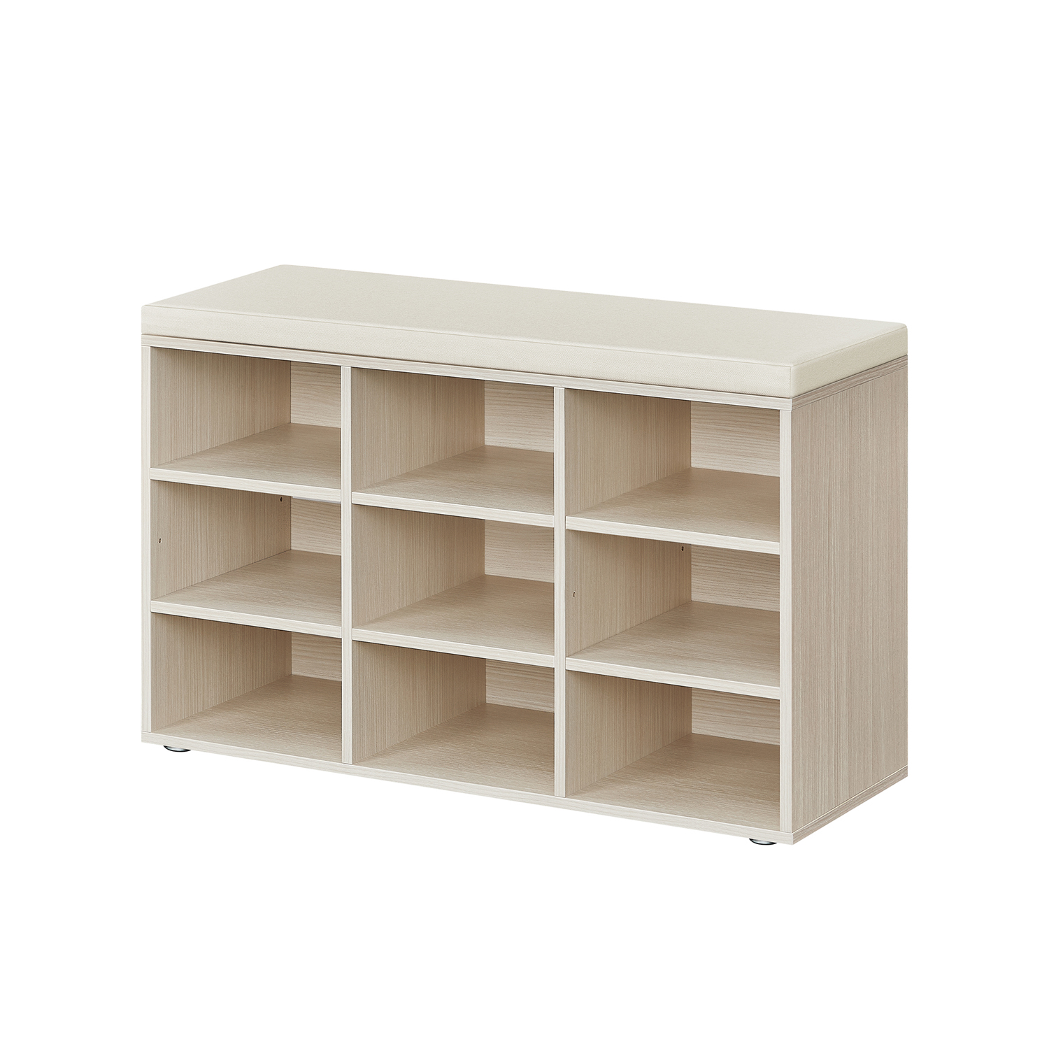Shoe Bench with Padded Seat and 9 Compartments Natural Beige