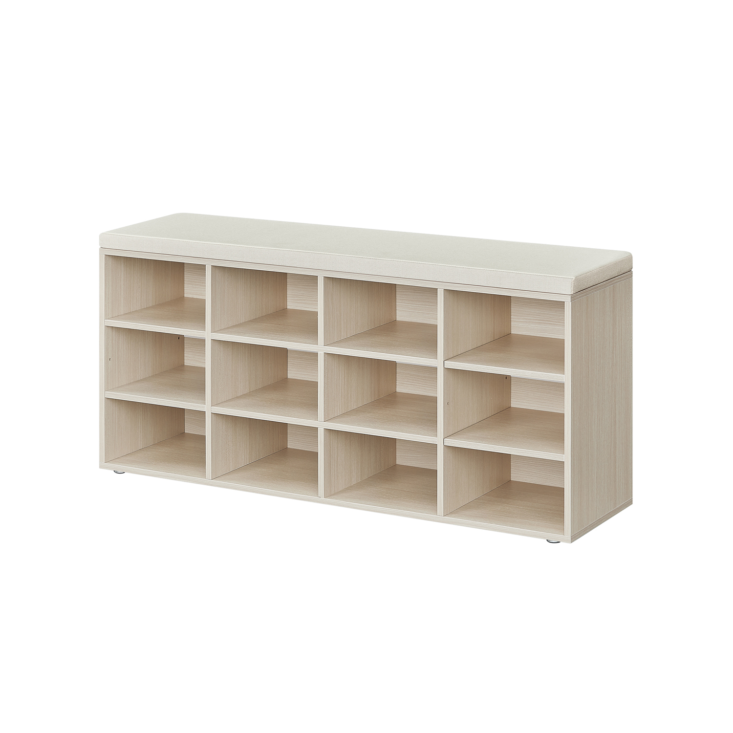 Shoe Bench with Cushion and 12 Compartments Natural Beige