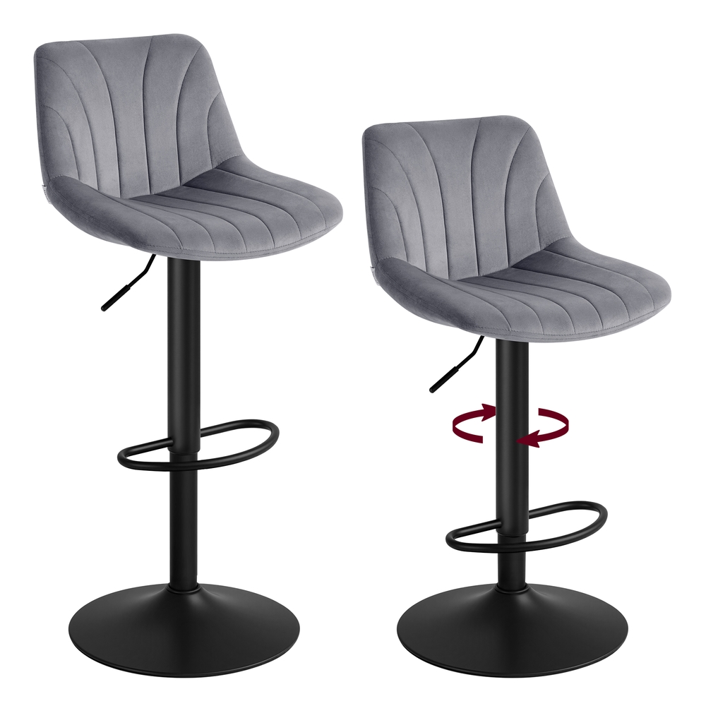 Adjustable swivel bar stools with backrests and footrest Slate Grey