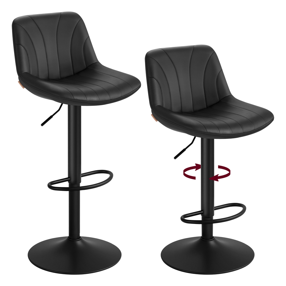 Adjustable swivel bar stools with backrests and footrest Ink Black