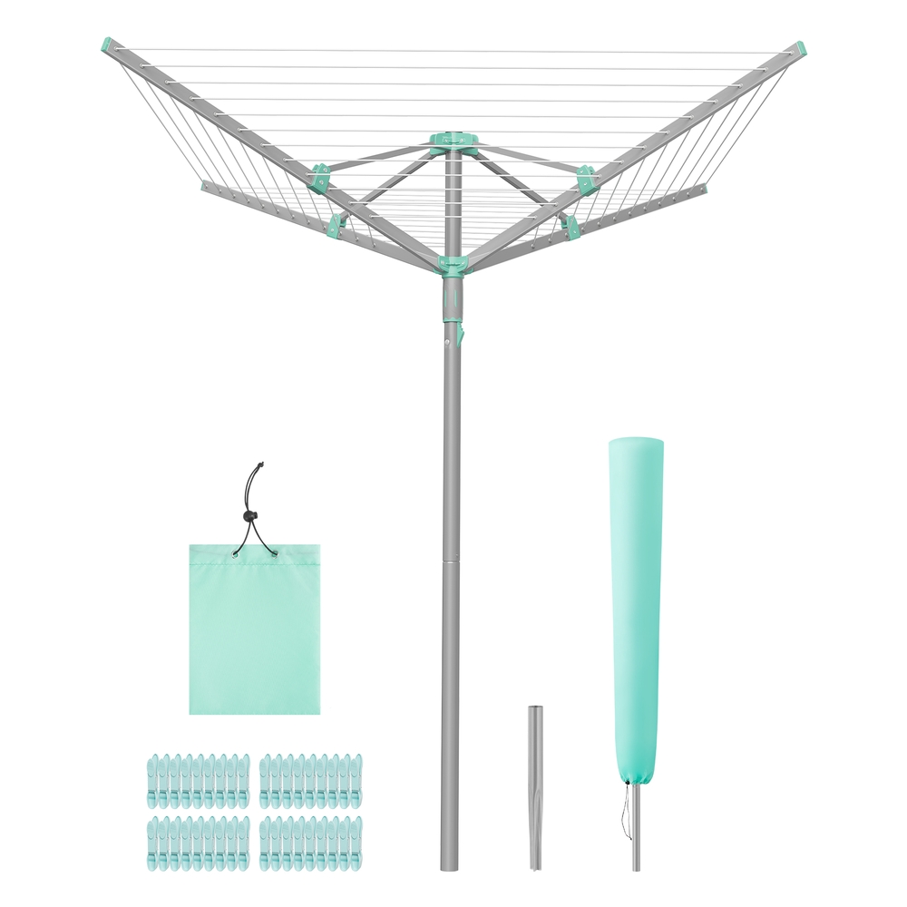 Rotary Washing Line, 45 m Outdoor Clothes Airer, Silver