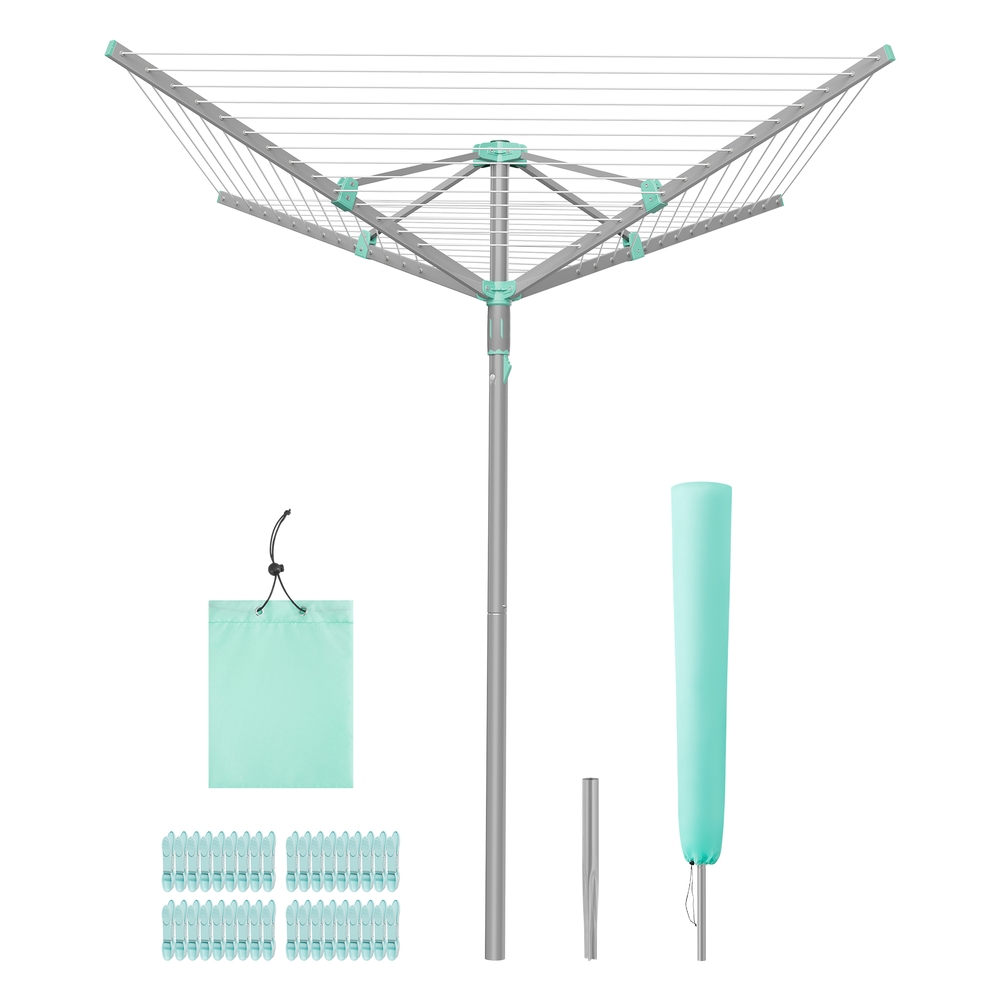 Rotary Washing Line, 50 m Outdoor Clothes Airer, Silver