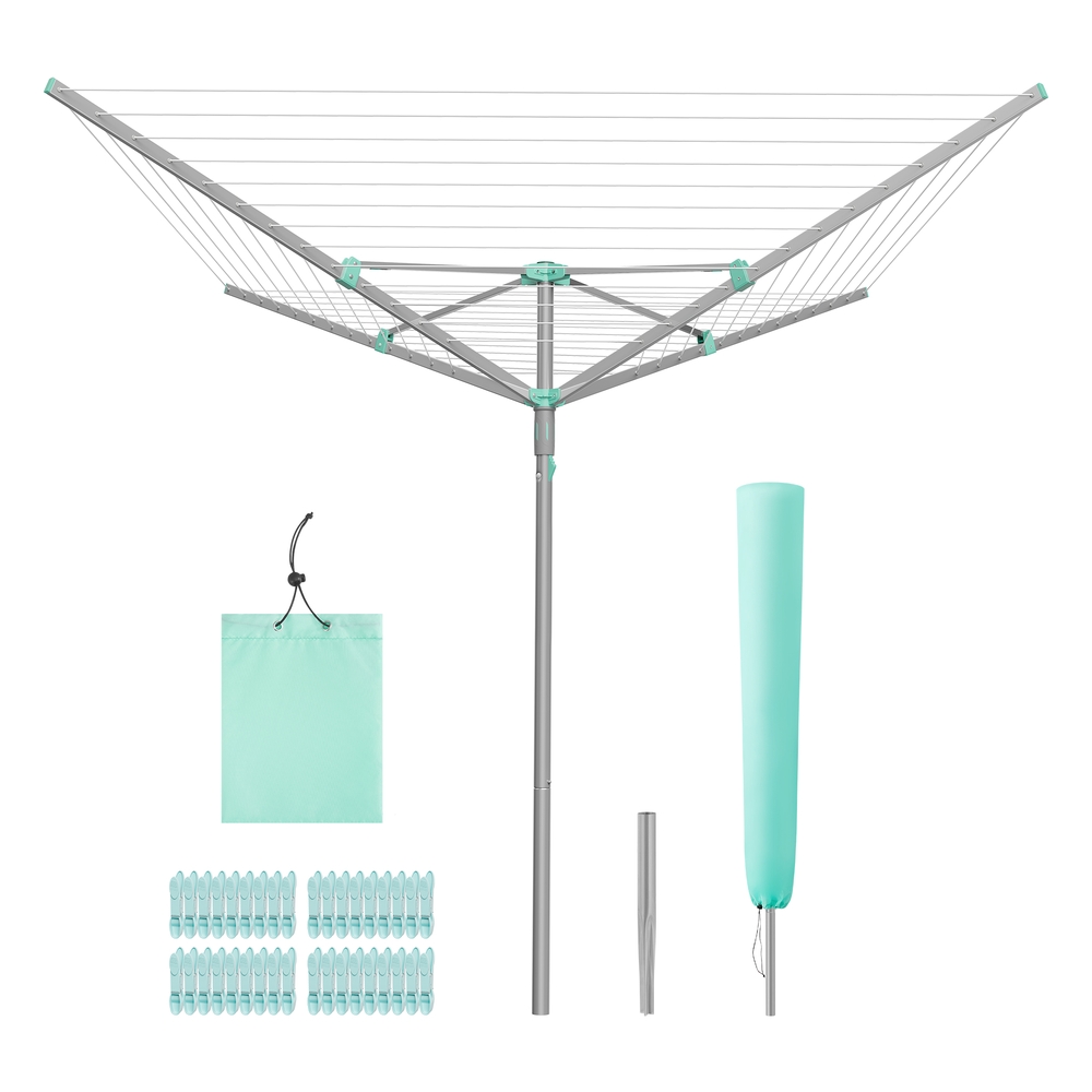 Rotary Washing Line, 60 m Outdoor Clothes Airer, Silver