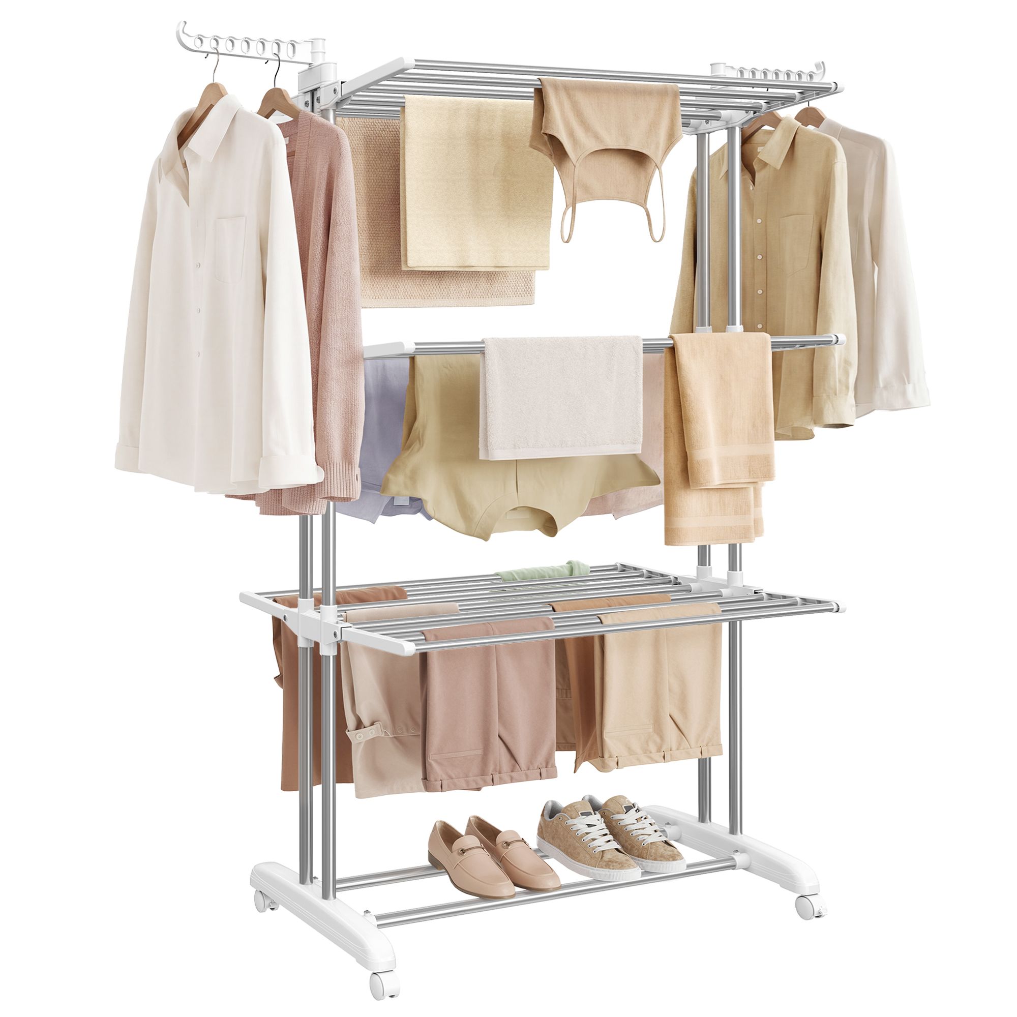 Foldable Steel Clothes Airer with Folding Wings Foldable Steel Clothes Airer with Folding Wings
