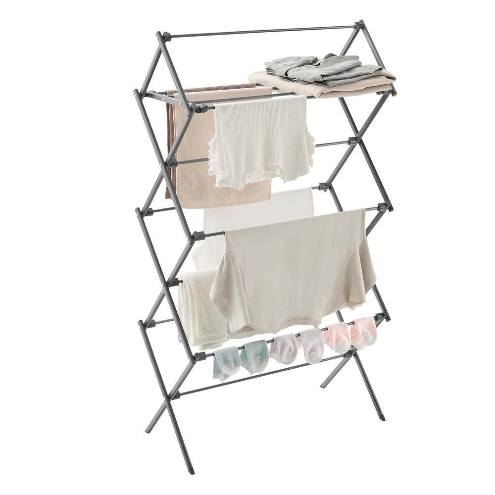 Foldable Clothes Airer, Compact Drying Rack, Grey