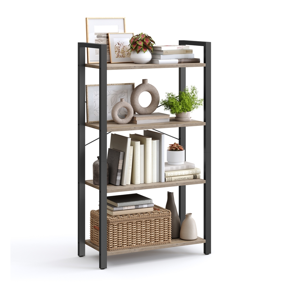 4-Tier Bookshelf Greige and Black