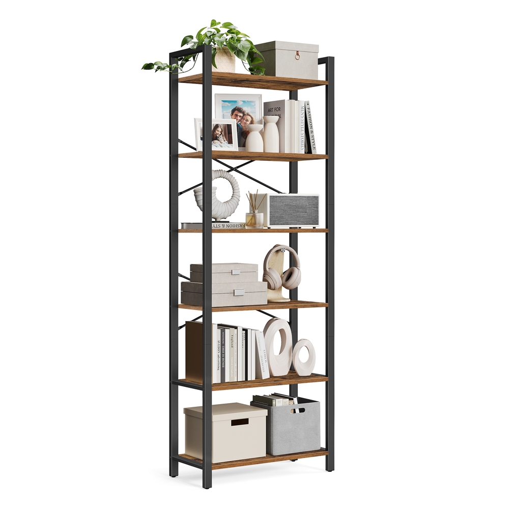 6-Tier Industrial Bookcase Storage Unit