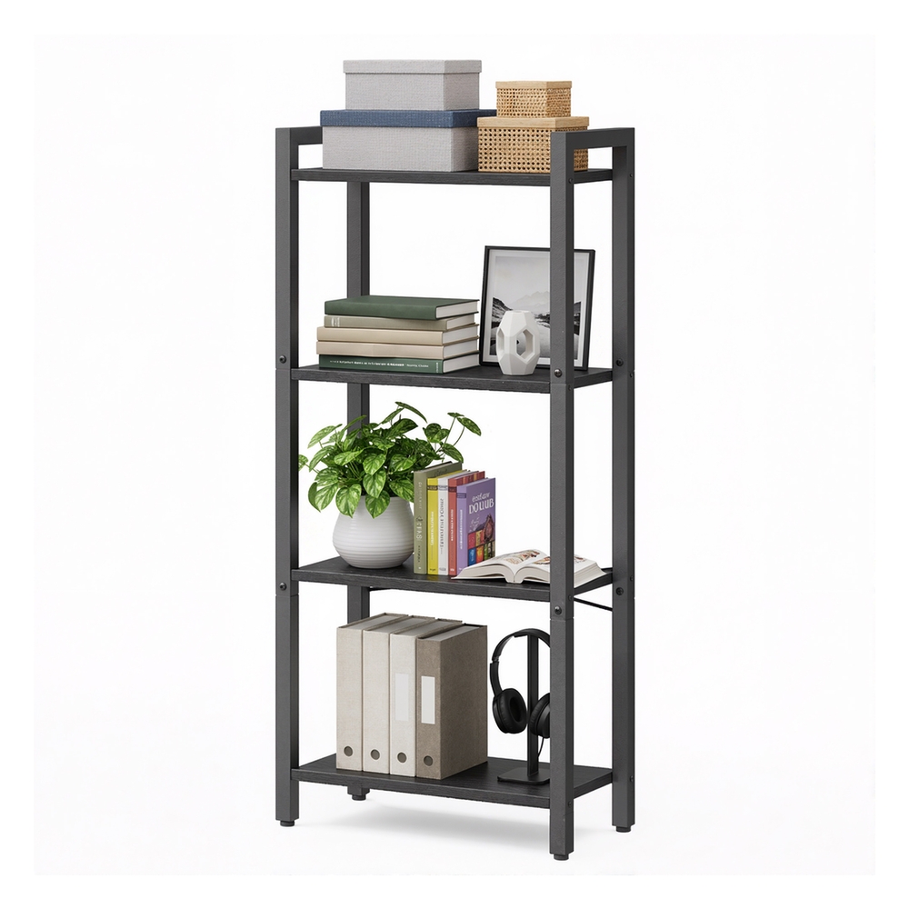 4-Tier Bookshelf Ebony Black and Ink Black