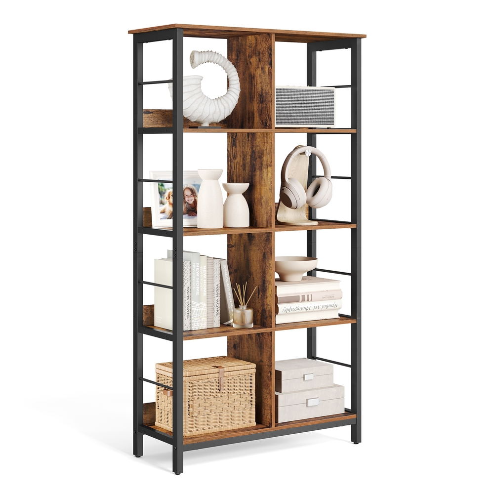 Industrial Brown 4-Layer Bookshelf with Compartment Industrial Brown 4-Layer Bookshelf with Compartment