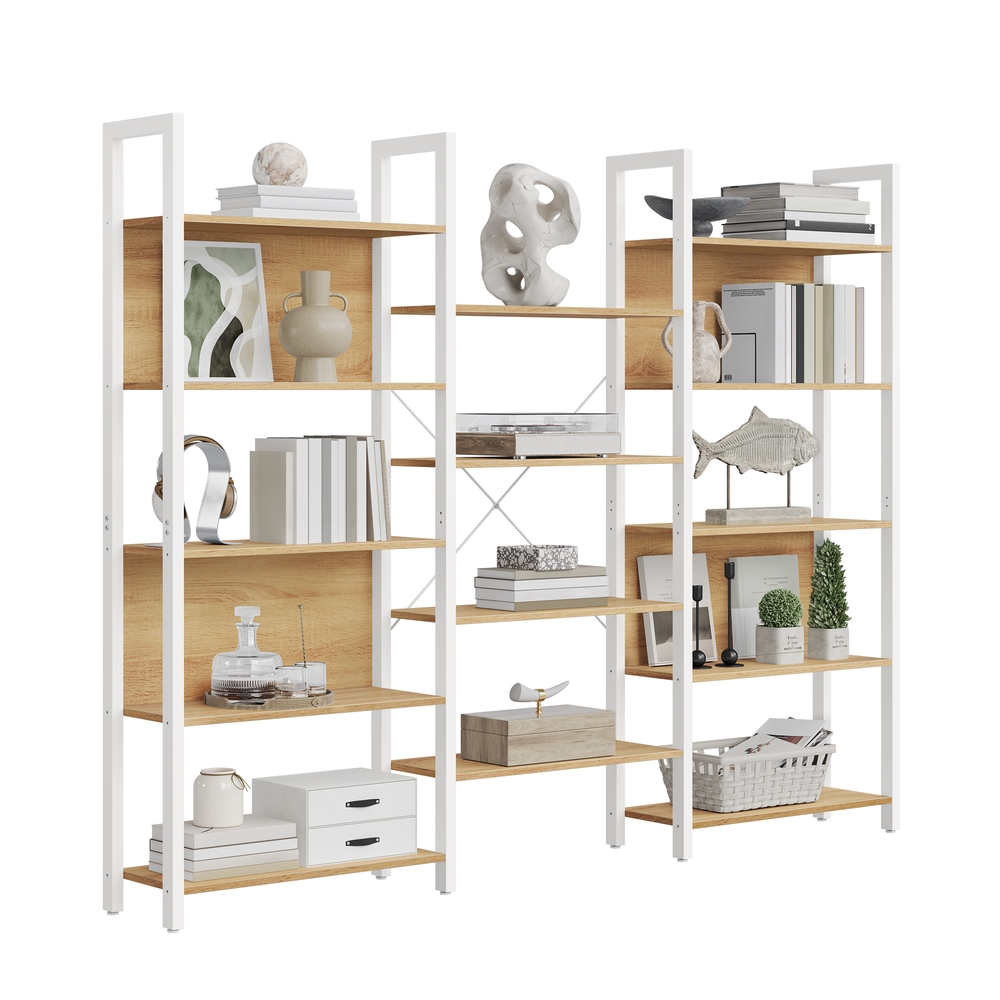 Bookcase Bookshelf with 14 Shelves 24 x 158 x 166 cm Golden Oak and Matte White