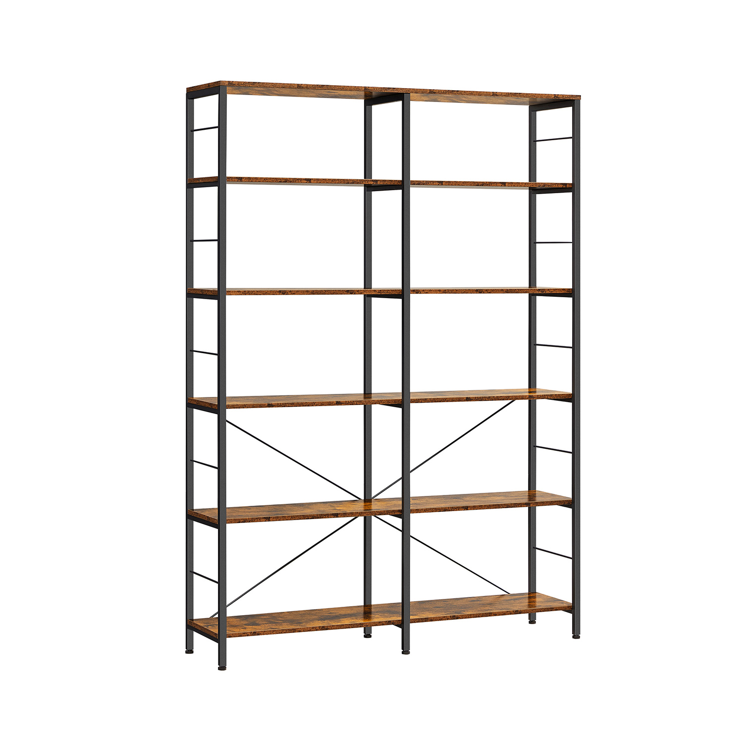 6-Tier Bookshelf Rustic Brown and Black 30 x 120 x 172.5 cm 6-Tier Bookshelf Rustic Brown and Black 30 x 120 x 172.5 cm