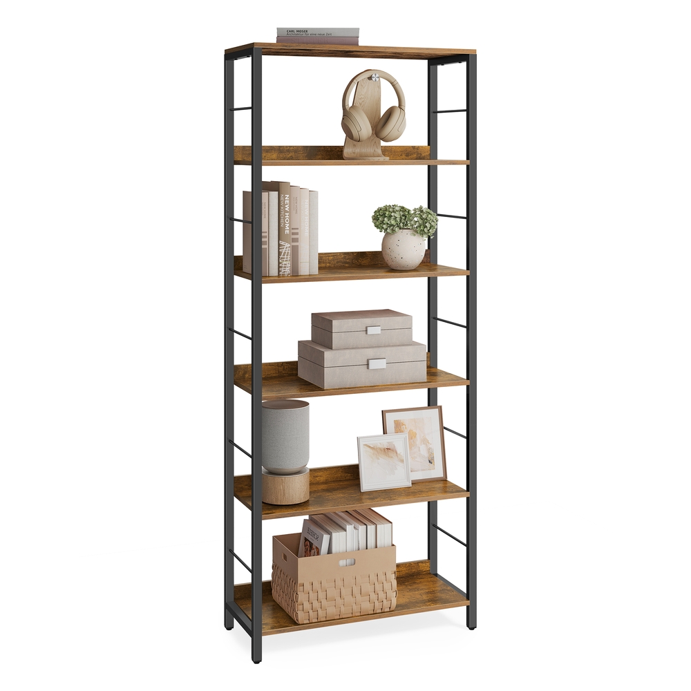 4-Tier  Ladder Shelf Industrial Rustic Brown and Black