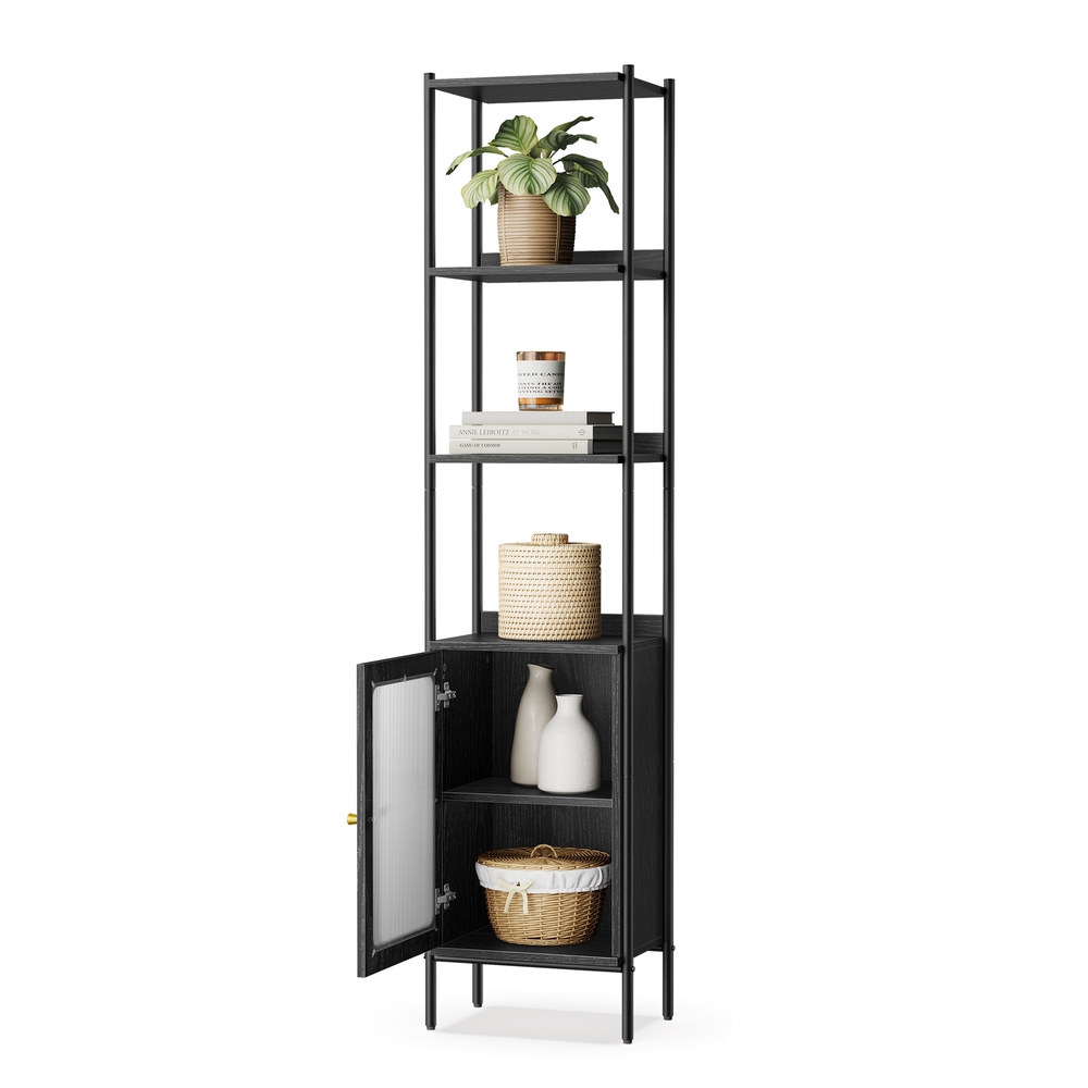 Bookcase with PC Plastic Door Ebony Black and Matte Black Bookcase with PC Plastic Door Ebony Black and Matte Black
