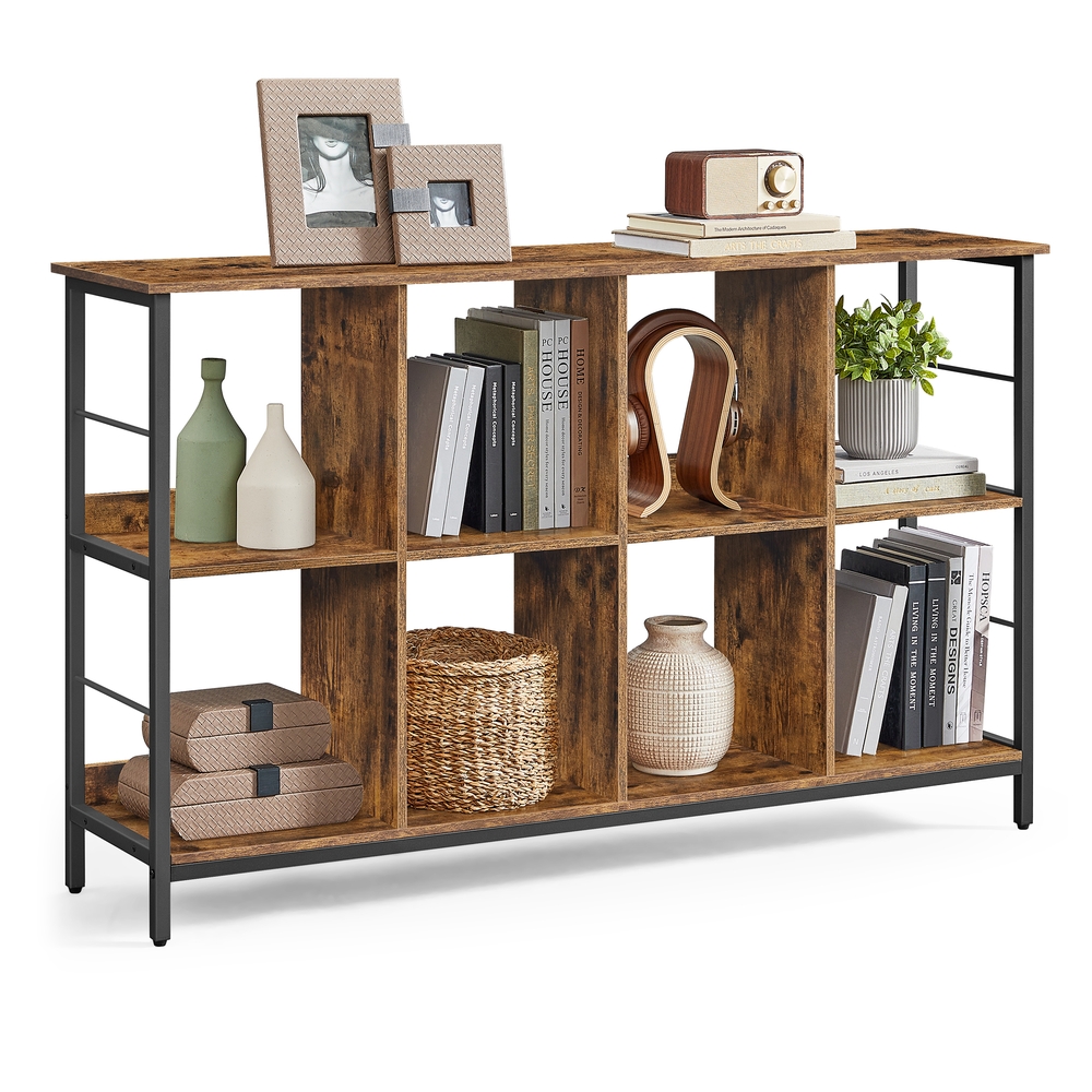 Bookcase Bookshelf 2-Tier 33 x 132.6 x 80 cm Rustic Brown and Ink Black