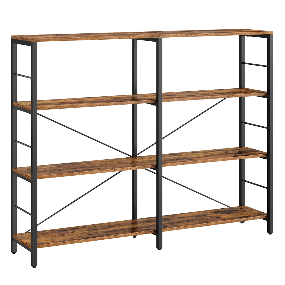 6-Tier Bookshelf Rustic Brown and Black 30 x 120 x 109.4 cm