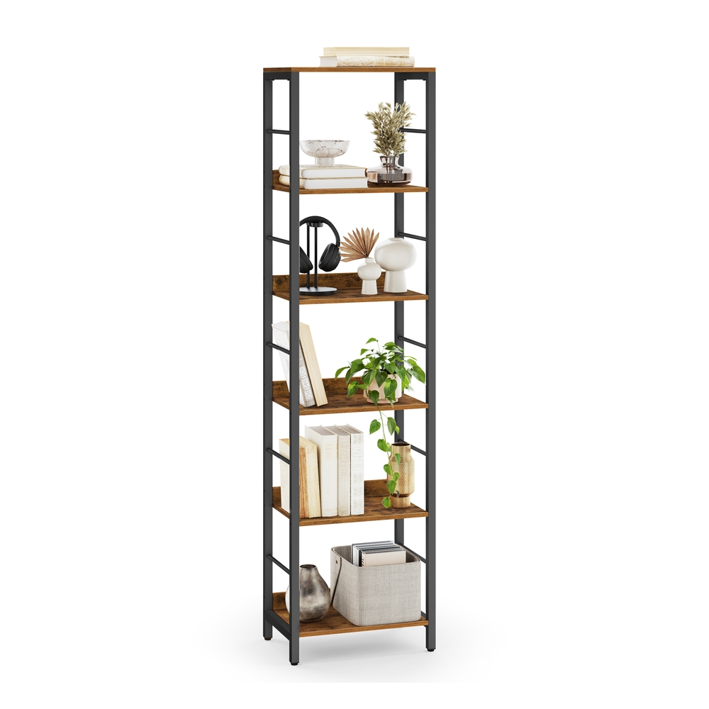 6-Tier Bookcase 30 x 40 x 178 cm Rustic Brown and Ink Black