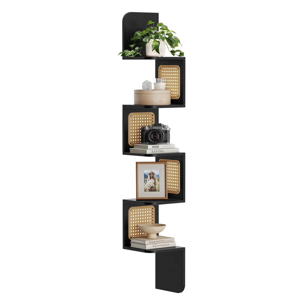 5-Tier Corner Floating Wall Shelf for Kitchen Ash Black 5-Tier Corner Floating Wall Shelf for Kitchen Ash Black