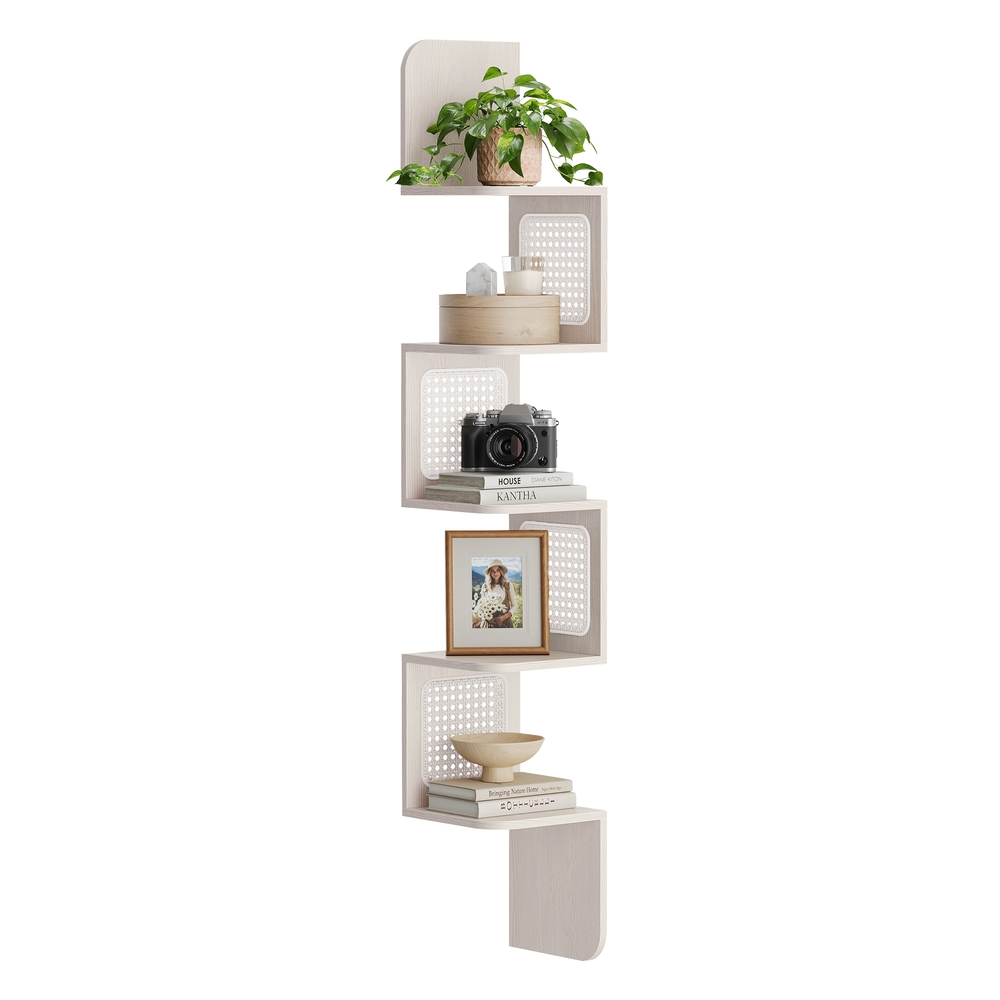 5-Tier Corner Floating Wall Shelf for Kitchen Oatmeal Beige 5-Tier Corner Floating Wall Shelf for Kitchen Oatmeal Beige