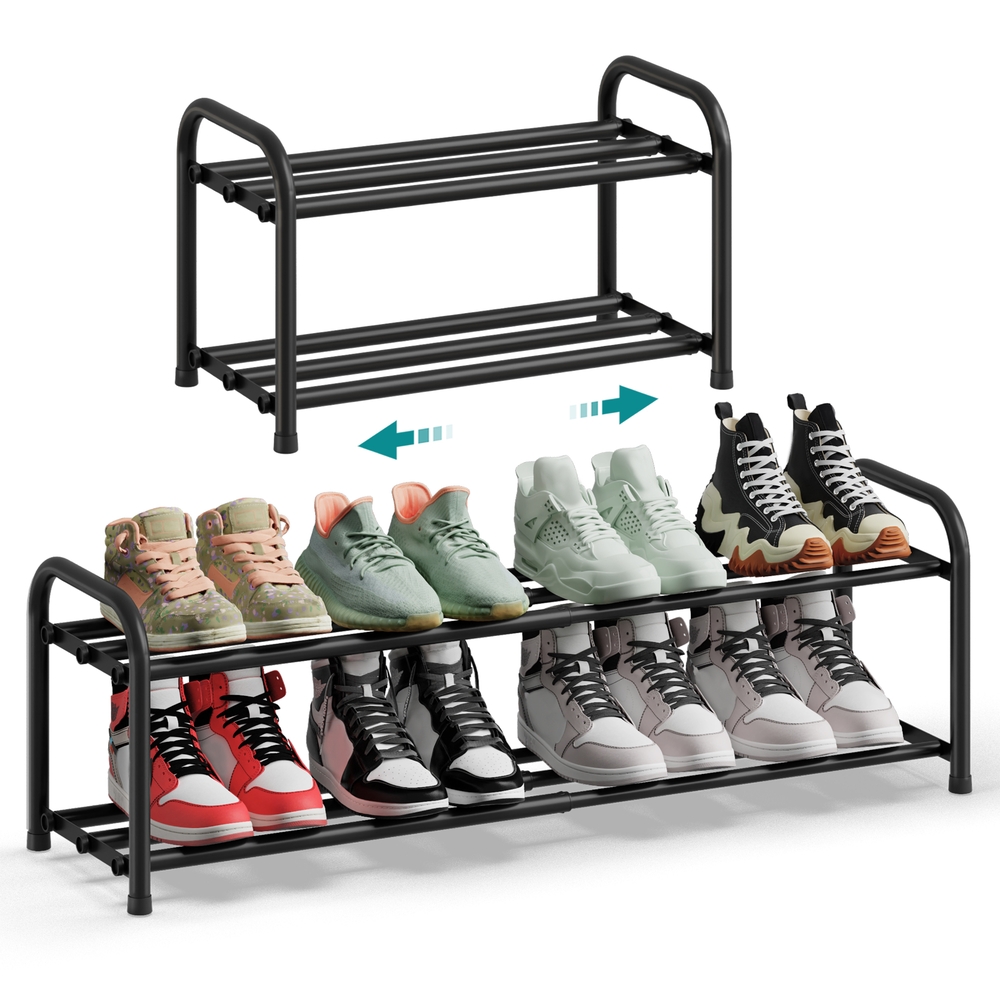 Expandable Shoe Rack Shoe Storage Organiser 2-Tier Ink Black Expandable Shoe Rack Shoe Storage Organiser 2-Tier Ink Black