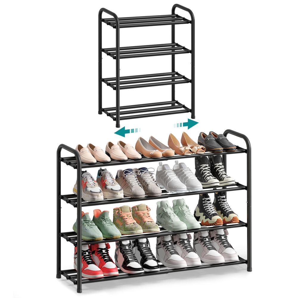 Expandable Shoe Rack Shoe Storage Organiser 4-Tier Ink Black