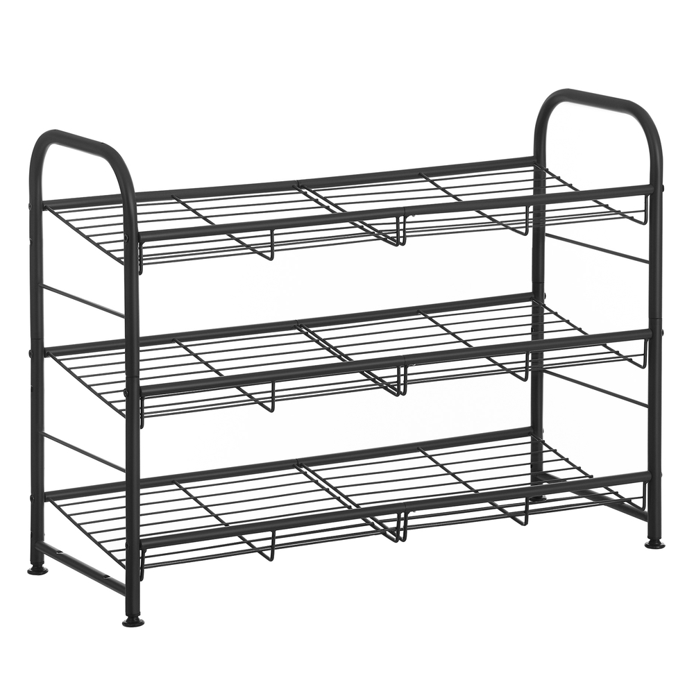Black 3 Tiers Shoe Rack with Adjustable Shelves Black 3 Tiers Shoe Rack with Adjustable Shelves