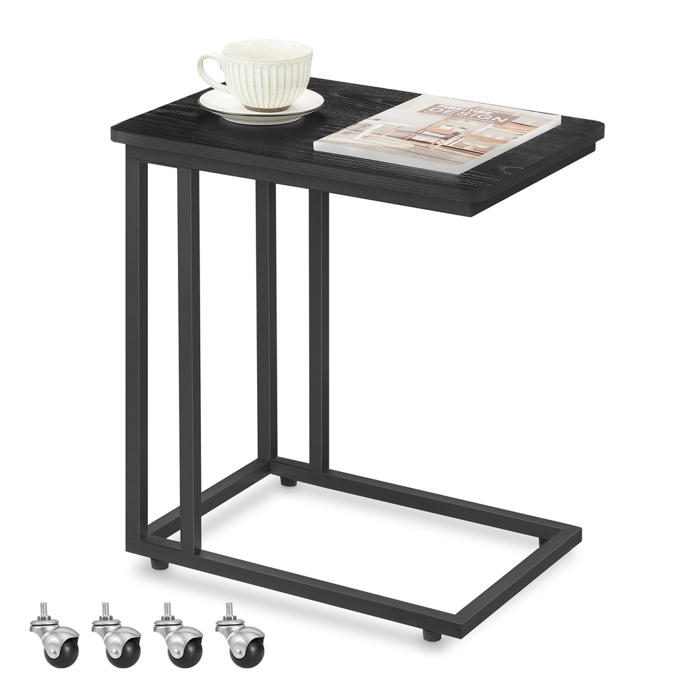Side Table with Steel Frame and Castors
