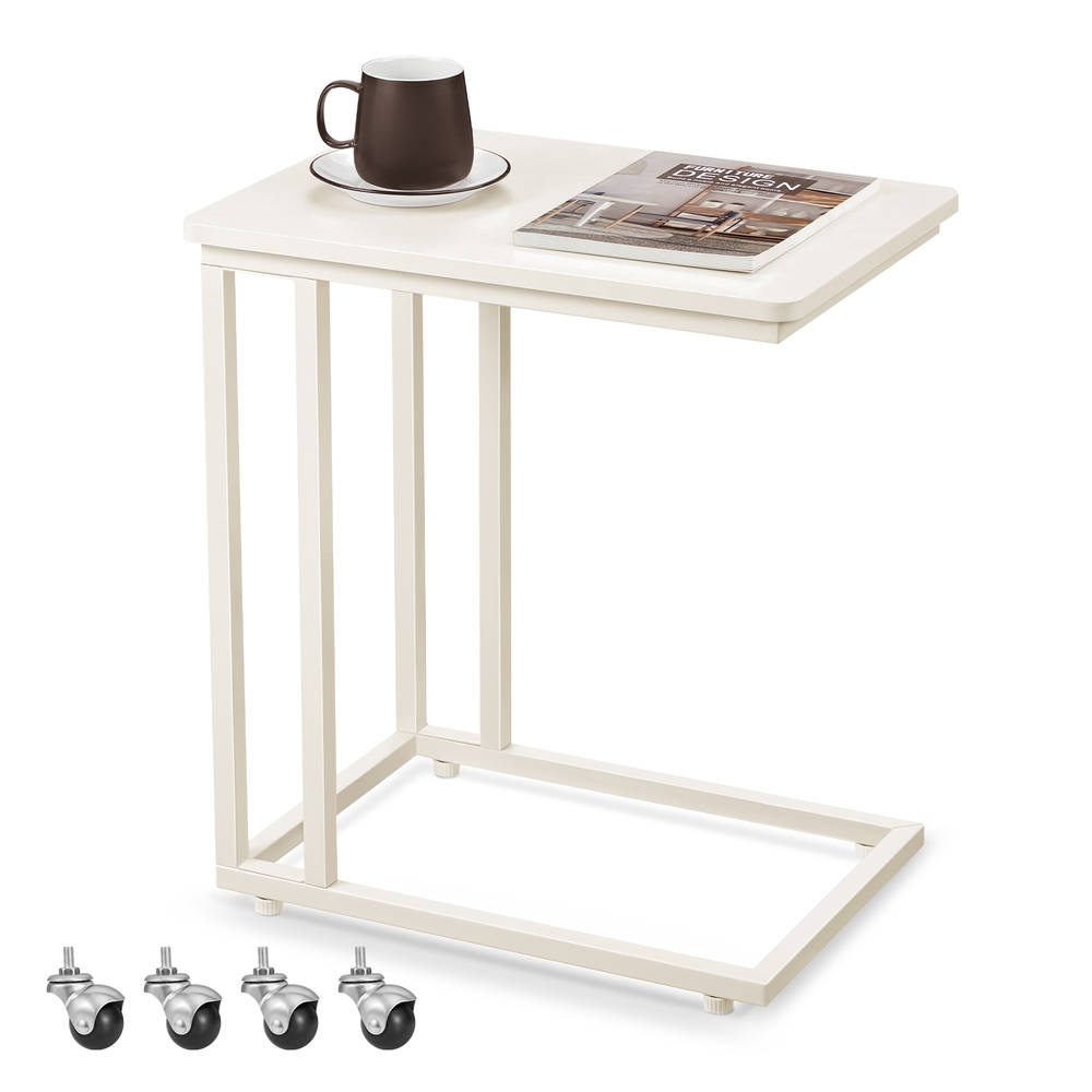 Side Table with Steel Frame and Castors