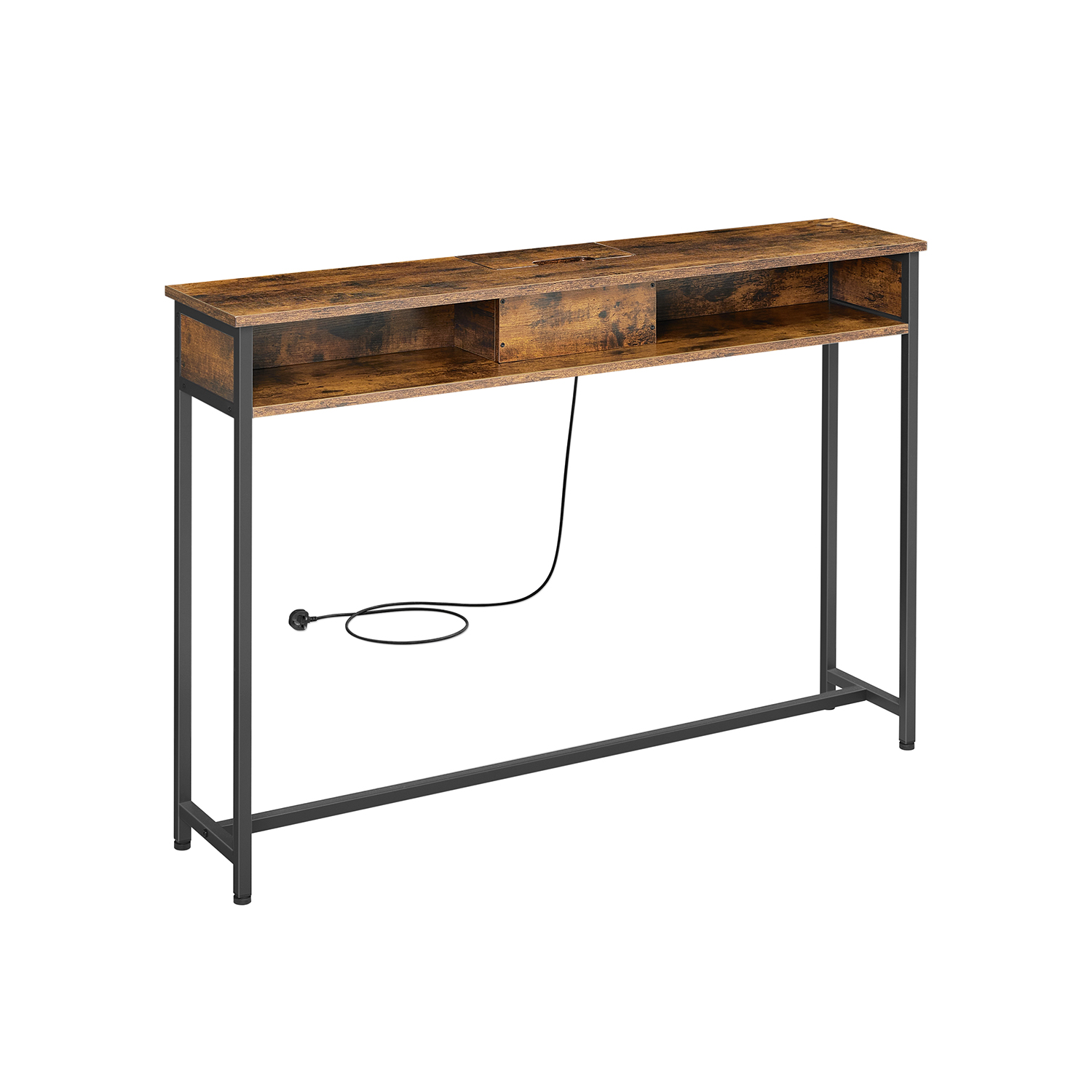 Slim Console Table Rustic Brown and Ink Black