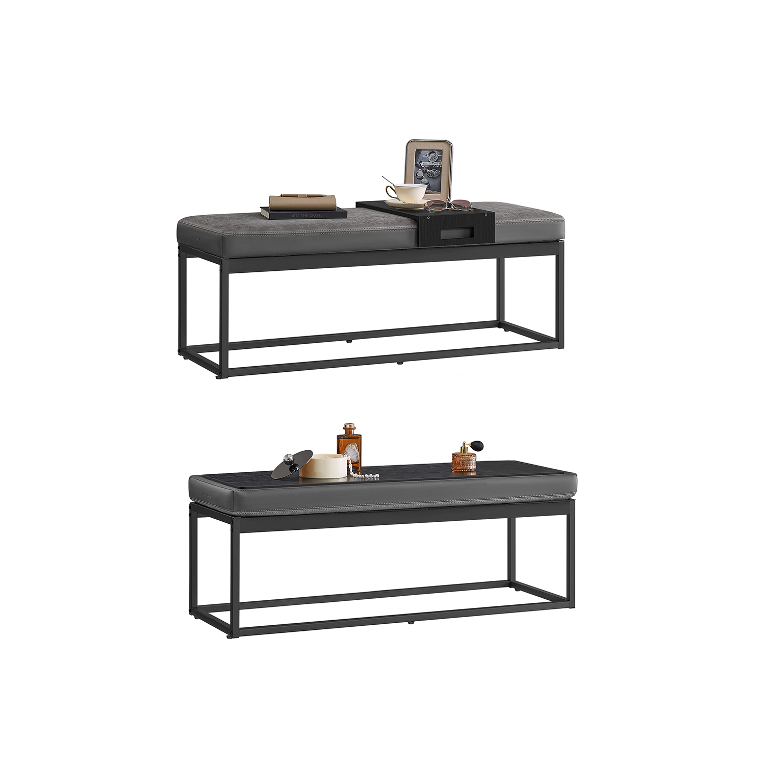 LUIZ Collection – Dove Grey Ottoman Bench, End of Bed Bench