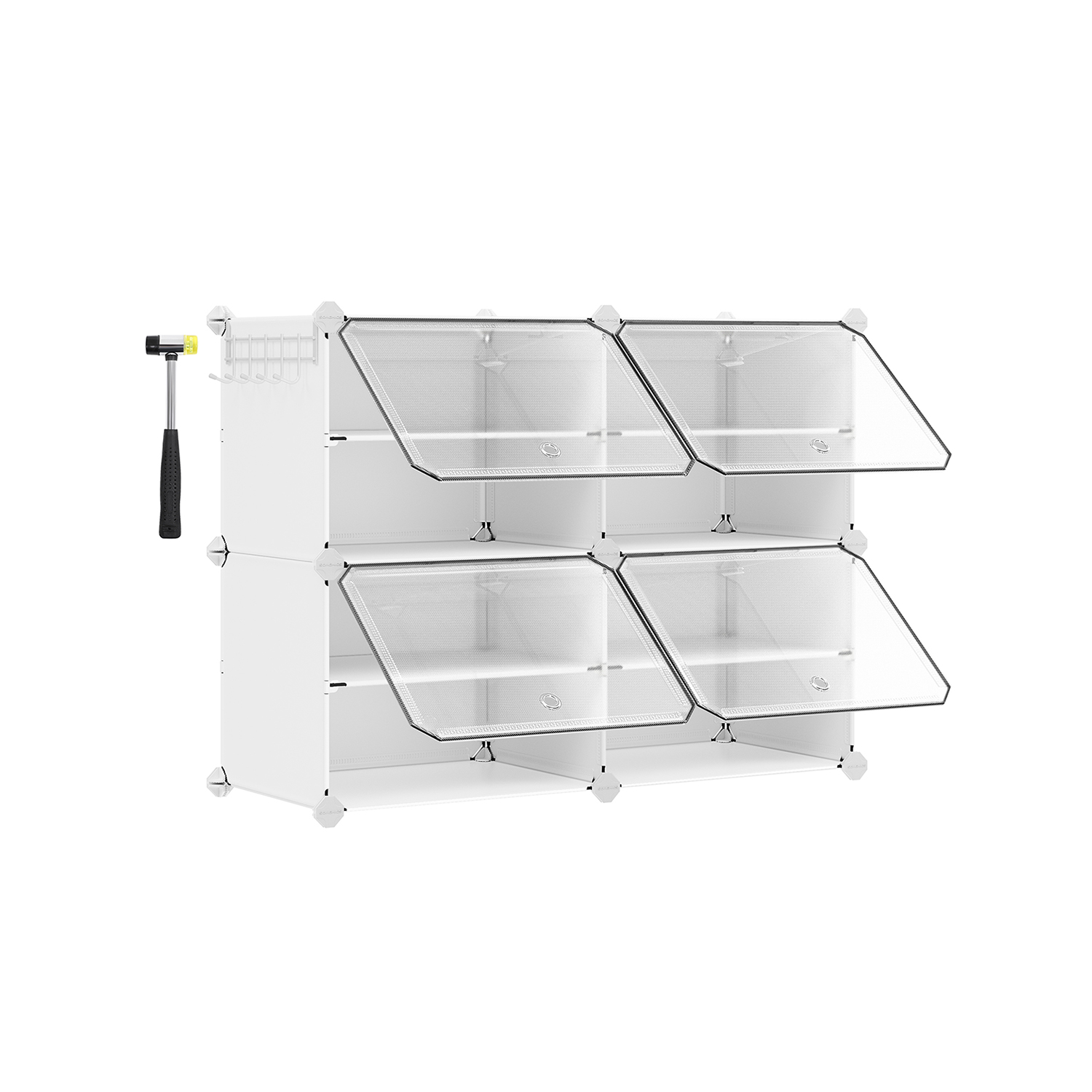 Interlocking Plastic Shoe Rack Cloud White