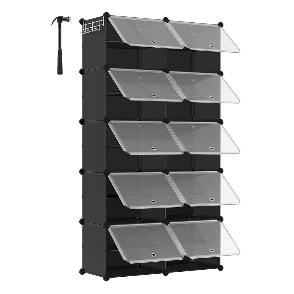 10-Slot Modular Storage Organiser Unit Black