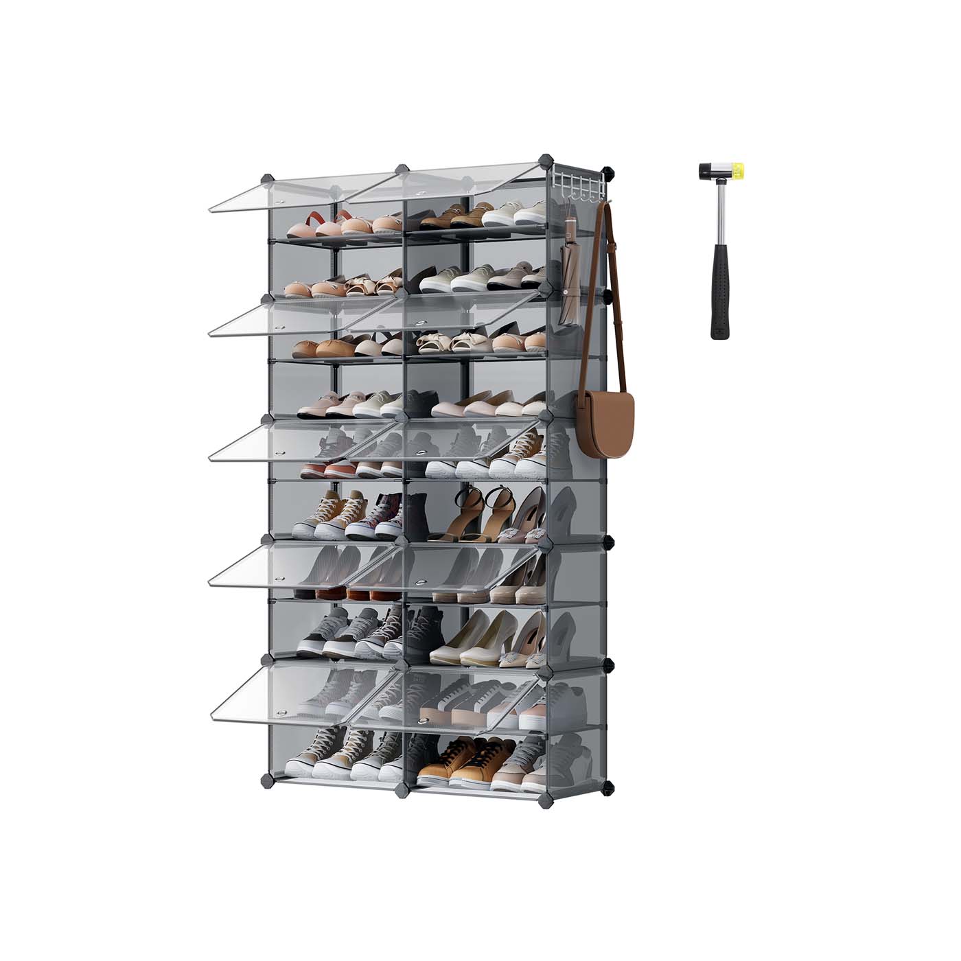 Interlocking Shoe Rack 10-Slot Slate Grey Interlocking Shoe Rack 10-Slot Slate Grey