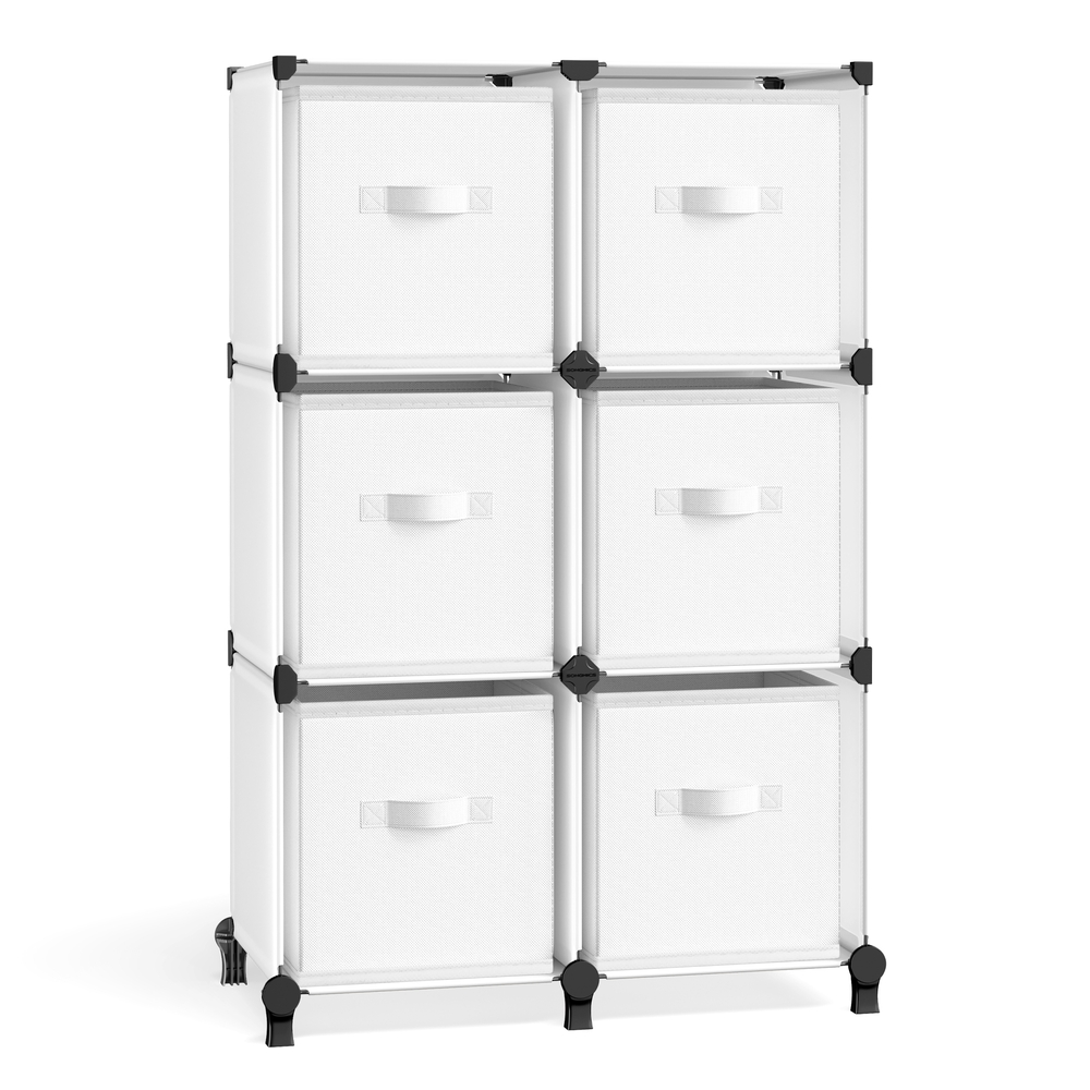 Cube Storage Organiser with 6 Storage Boxes Cloud White