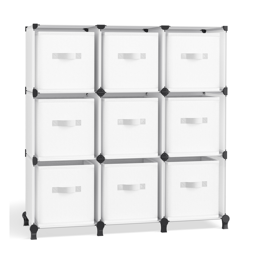 Cube Storage Organiser with 9 Storage Boxes Cloud White