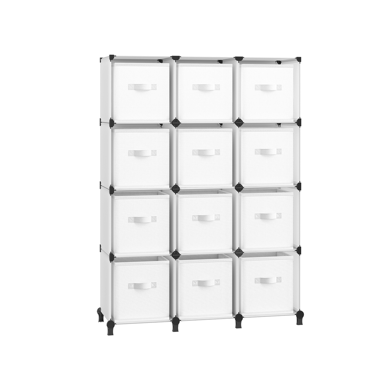 Cube Storage Organiser with 12 Storage Boxes Cloud White