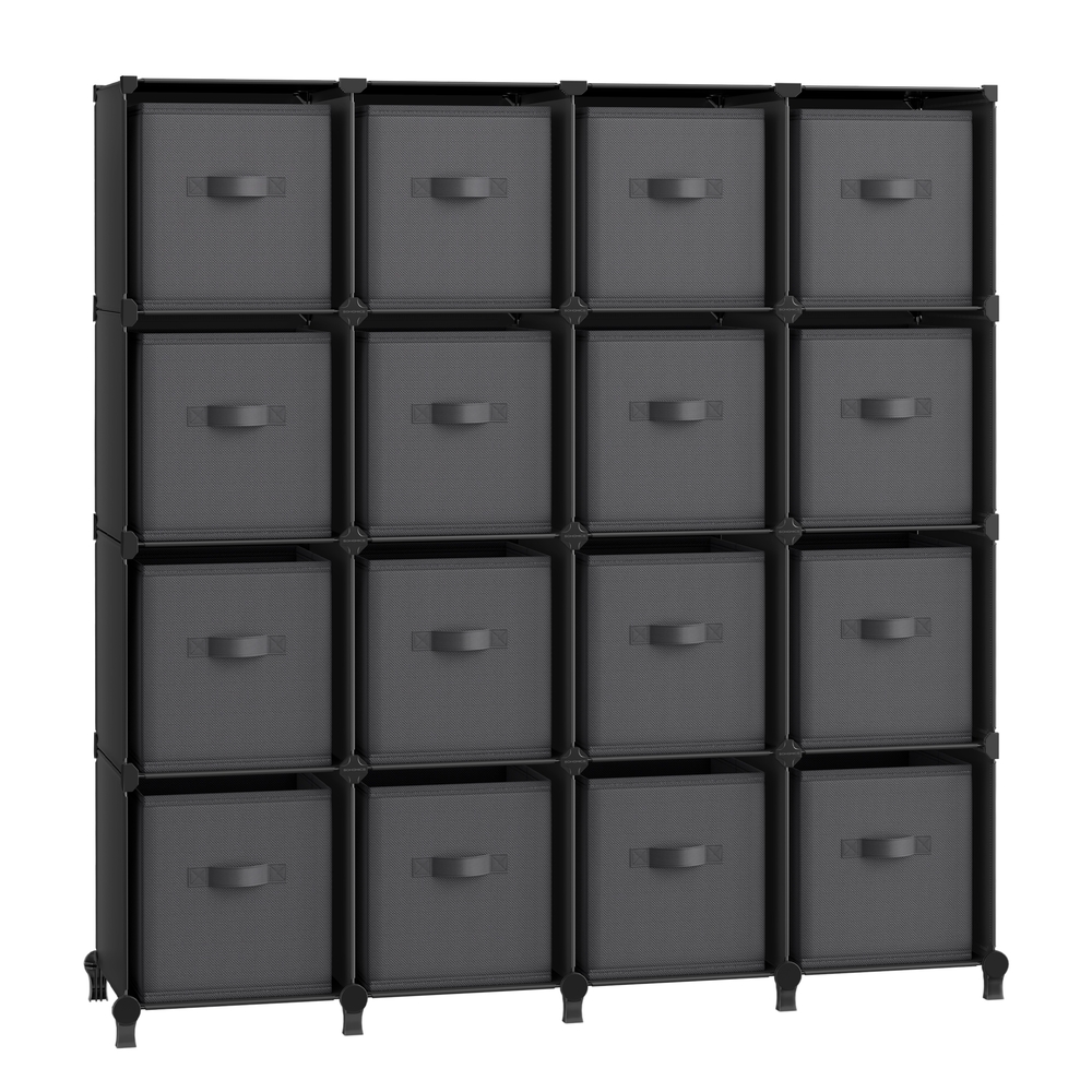 Cube Storage Organiser with 16 Boxes Ink Black and Dove Grey