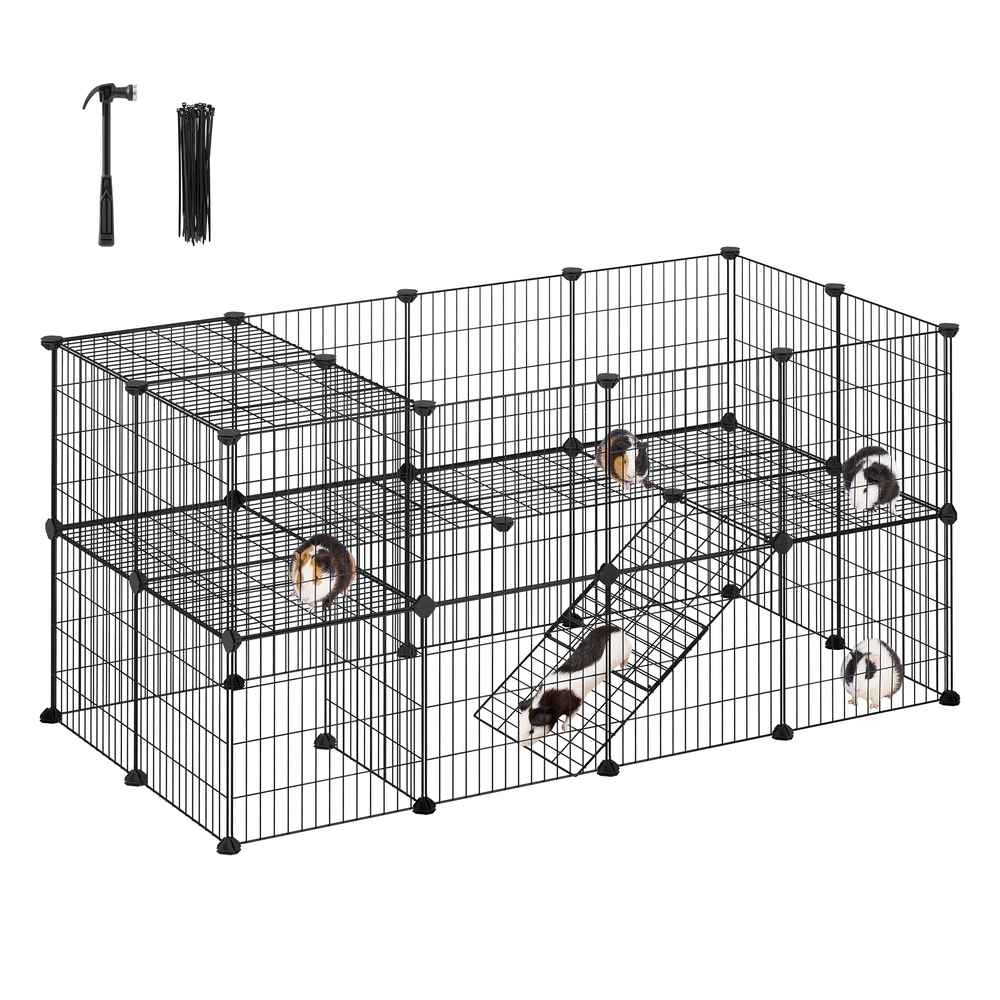 2-Floor Metal Pet Playpen for Small Animals Ink Black 2-Floor Metal Pet Playpen for Small Animals Ink Black